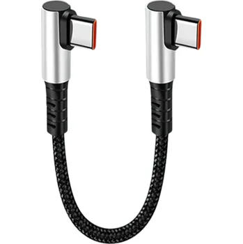 Datový kabel Rychlonabíjecí USB C na USB C kabel 25 cm 6A kabel s dvojitým 90° kolenem krátký loketní datový kabel Typ C na Typ C přenos dat nabíjení