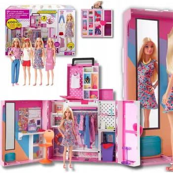Panenka Barbie Šatník Sada s panenkou + 36 doplňků Skříň s oblečením pro panenky