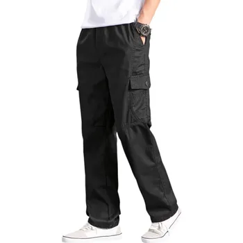 Pánské kalhoty Pánské bavlněné cargo kalhoty Letní pracovní volnočasové kalhoty s kapsami Pohodlný střih Jarní outdoorové kalhoty Lehký materiál černá XL
