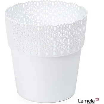 LAMELA® BELLA Obal na květináč, plastový, pr. 12×12 cm, bílý