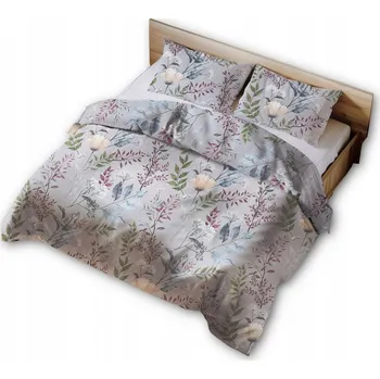 Povlečení Krepové povlečení 160x200 šedá rostlinná oáza