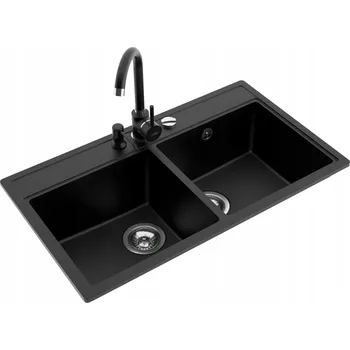 Granitový dřez Dvoukomorový dřez Milo METRO granit černý