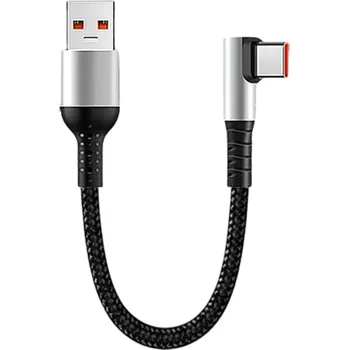 Datový kabel Rychlonabíjecí USB A na USB C kabel 50 cm 6A datový kabel s 90° kolenem loketní kabel Typ C krátký kabel přenos dat nabíjení telefon powerbanka