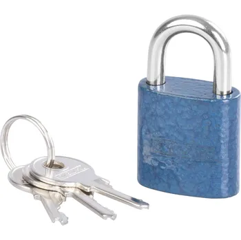 Visací zámek STREND PRO® Zámek visací litinový 25 mm modrý, 3 klíče