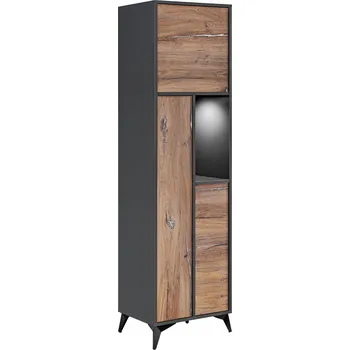 Komoda Komodee Vitrína Orvieto, 3 Dveře, Do Obývacího Pokoje, Ložnice, Dub, Antracit, LED