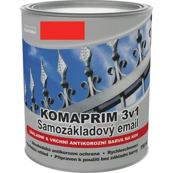barva na kov KOMAPRIM 3v1 Samozákladový email Odstín (barva): 0816 červeň rumělková tmavá, Velikost balení: 0,75 l