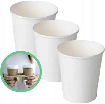 Jednorázové nádobí Papírové kelímky bílé bez plastu 420 ml 50 ks