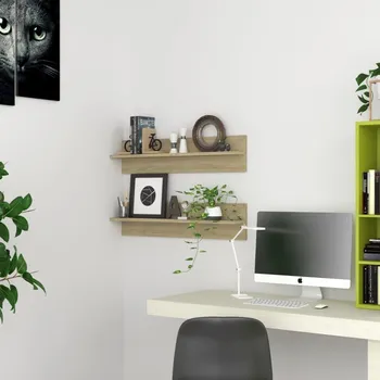 police vidaXL Nástěnné police 2 ks 80 x 11,5 x 18 cm dřevotříska [807337] Barva: dub sonoma