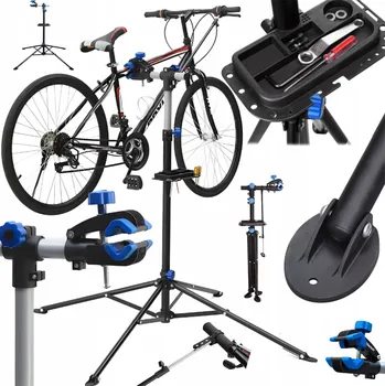 Věšák Stojan na kolo servisní věšák držák do 30 kg 108-190 cm černý