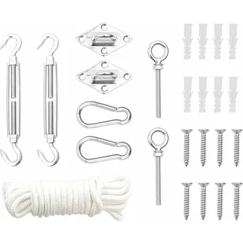 Stojan na slunečník vidaXL 9dílná sada příslušenství pro stínící plachtu nerezová ocel [310248]