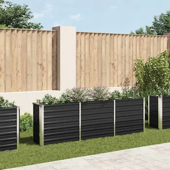 Obraz VidaXL šedý kovový Květináč 240 cm x 40 x 77 cm