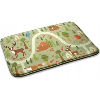 Koberec Dětský kobereček do pokoje, měkký, zvířátka v lese, 75x45 cm