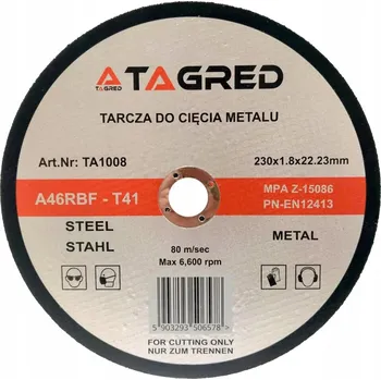Řezný kotouč Kotouč na řezání kovu Tagred 230x1,8x22,2 mm