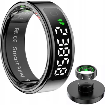 Chytré hodinky INTELIGENTNÍ prsten Smart Ring s LED displejem 5ATM Černý vel. 9 / 20