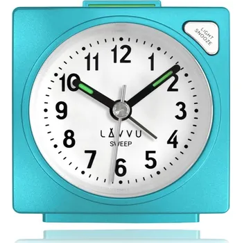 Budík LAVVU Světle modrý budík SWEEP s plynulým chodem LAS3043