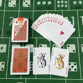 Poker Voděodolné plastové hrací karty 54 kusů s matným povrchem a motivem 5639 vhodné pro poker žolíky nebo kanastu rozměr 58 x 88 mm červená