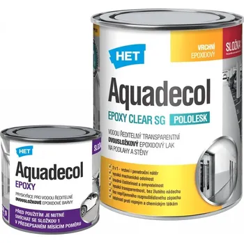 barva a nátěr na dřevo HET® AQUADECOL EPOXY CLEAR SG Lak epoxidový, dvousložkový, vodou ředitelný, sada s tužidlem Velikost balení: 0,55+0,15 kg