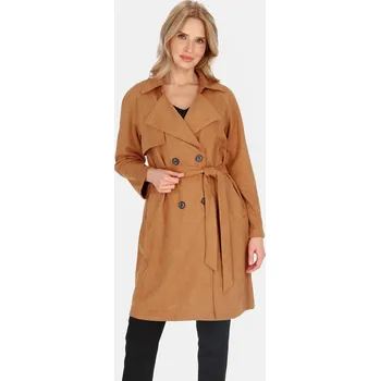 Dámský kabát Světle hnědý dámský dvouřadý kabát BLE 252325 F - Brown Velikost: XL