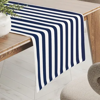ubrus Bavlněný běhoun na stůl Sandra SA-619 Modro-bílé námořnické pruhy 20x140 cm