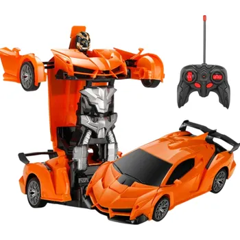 RC model auta Elektrické RC auto 2 v 1 s funkcí transformace na robota Sportovní model Dálkové ovládání Hračka pro děti Deformační auto dárek oranžová