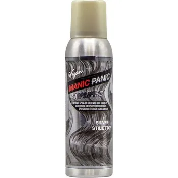 Barva na vlasy Manic-Panic Barveni-vlasu Amplified-SpraySilver Stiletto - Dočasná barva na vlasy ve spreji, veganská 125 ml (3&nbsp;064,00 Kč / 1 l)