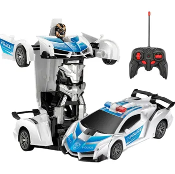 RC model auta Policejní elektrické RC auto 2 v 1 Transformační robot Dálkové ovládání Sportovní model Deformační hračka pro děti Akční chlapecký dárek
