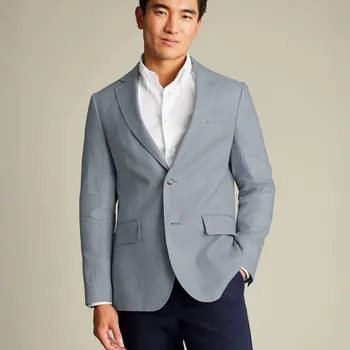 Pánská casual bunda Charles Tyrwhitt Cotton/Linen Jacket — Ice Blue