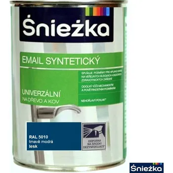 barva a nátěr na dřevo ŚNIEŻKA® Univerzální syntetický email na dřevo a kov Odstín (barva): RAL 5010 Modrý tmavý, Balení: 0,4 l
