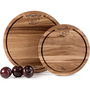 Kuchyňské prkénko Sada dubových prkének na krájení 2 kusy KONSIMO LESTE dřevo dub olejovaný