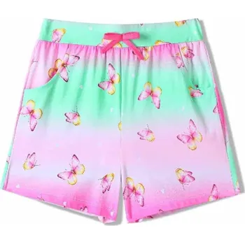 DÍVČÍ BAVLNĚNÉ KRAŤASY S MOTÝLKY Barva: Malinová, Velikost: 146