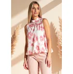 Bílo-růžová dámská halenka bez rukávů M1143 Pink Velikost: S/M