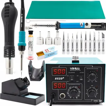 Páječka PÁJECÍ STANICE 2v1 HORKOVZDUŠNÁ PÁJEČKA YIHUA 852D+ 740W + PŘÍSLUŠENSTVÍ