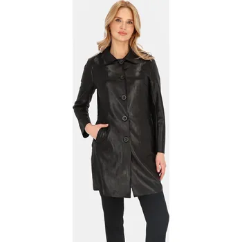 Dámský kabát Černý dámský lehký přechodový kabát BLE 252675 F - Black Velikost: XL