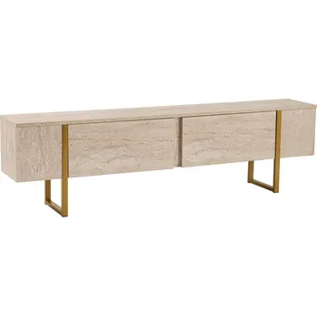 Televizní stolek Televizní stolek SOLFIR, travertin/zlatá + vyzvednutí ZDARMA