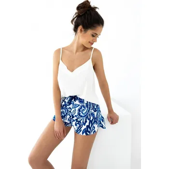 Dámské noční prádlo Sensis Smetanovo-modré dámské letní pyžamo Donata s viskózou Donata w/r S-XL Velikost: XL, Barva: smetanovo-modrá