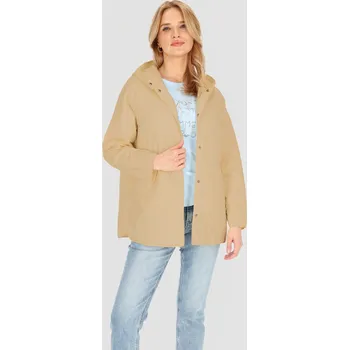 Dámská cargo bunda Béžová dámská prošívaná bunda s kapucí BLE 251047 F - Beige Velikost: XL