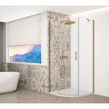 TRINITY GOLD MATT čtvrtkruhový sprchový kout 900x900mm, čiré sklo, levé