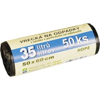 Pytle na odpadky SPOKAR® Sáčky na odpad černé HDPE, 50×60 cm / 35 l, 8 um, 50 ks 8300055200