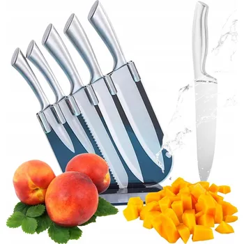 SADA KUCHYŇSKÝCH NOŽŮ NOŽE OCELOVÉ OSTRÉ STŘÍBRNÉ KOMPLET 5 KUCHYŇSKÝCH NOŽŮ