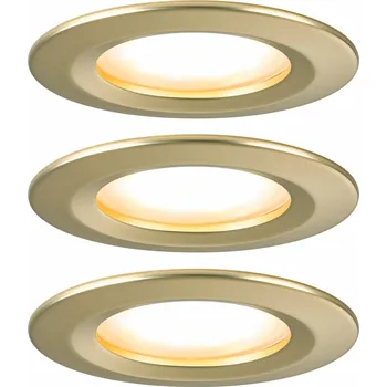 Svítidlo PAULMANN LED vestavné svítidlo 3-krokové-stmívatelné Nova Coin základní sada nevýklopné IP44 kruhové 74mm Coin 3x6W 230V stmívatelné 2700K zlatá mat