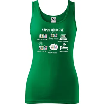 DOBRÝ TRIKO Dámské tílko s potiskem Náplň dne Velikost: 2XL, Barva: Středně zelená