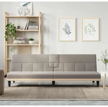 Obývací pokoj vidaXL Rozkládací pohovka s držáky na nápoje textil [351865] Barva: taupe