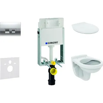 WC sada Geberit Kombifix - Set předstěnové instalace, klozet Alpha se sedátkem, tlačítko Delta35, lesklý chrom 110.100.00.1 NR5