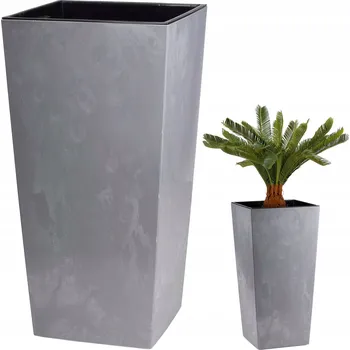Květináč Květináč ŠEDÝ BETON květináč moderní na květiny VYSOKÝ s vložkou 68x35 eko