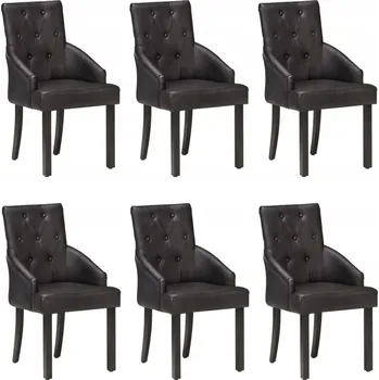 Jídelní židle Židle KR pravá kůže černá 6 ks