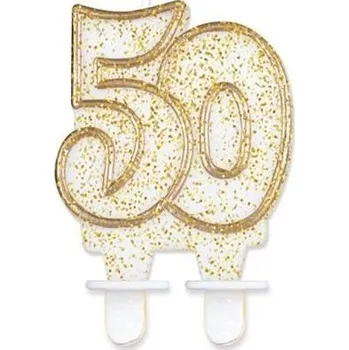 Dortová svíčka MZ Svíčka dortová číslo 50 - zlatá