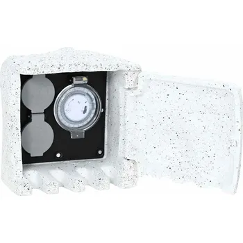 Napájecí zdroj pro osvětlení vidaXL Zahradní zásuvková jednotka 2 sloty časovač pryskyřice [41230] Barva: Bílá
