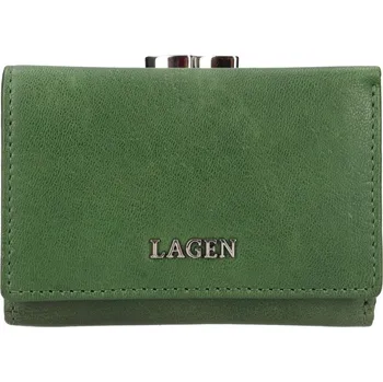Peněženka Lagen dámská peněženka kožená s kovovým rámečkem LG-2131-BASIL-ZELENÁ