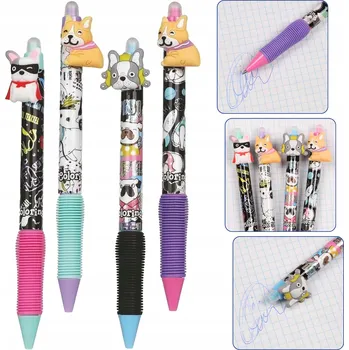 Pejsci Propiska s gumičkou, gelový, automatický, MODRÝ INKOUST, abrazivní