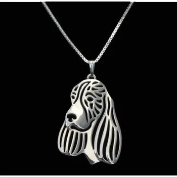 Náhrdelník ANGLICKÝ ŠPRINGRŠPANĚL HLAVA - náhrdelník s přívěskem - stříbrný 1ks ŠP/JS